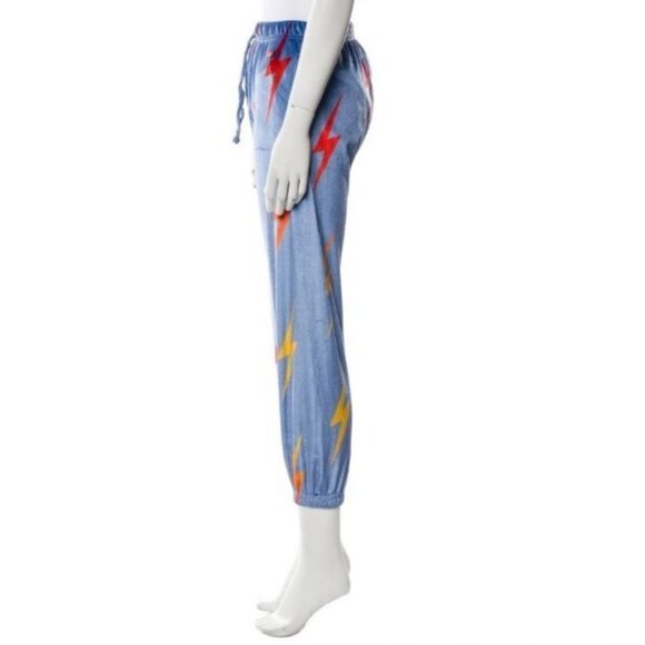AVIATOR NATION Velvet Lightning Bolt Stitch Repeat AOP Jogger S Sweatpants Blue - Picture 4 of 5